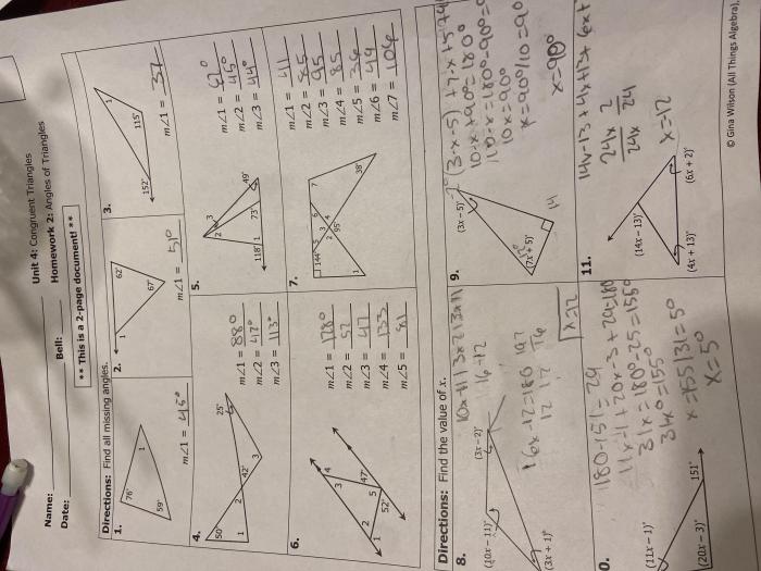 Unit 4 congruent triangles test