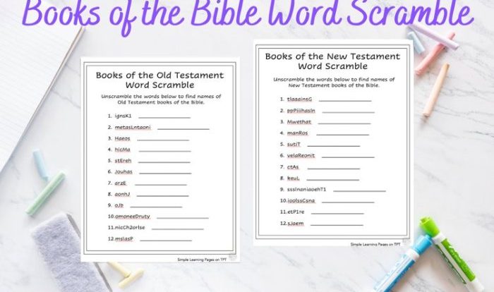 Books of the bible word scramble