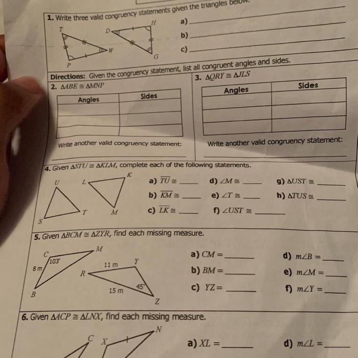 Unit 4 congruent triangles test