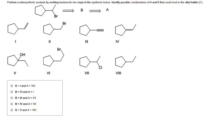 Perform a retrosynthetic analysis by working backwards