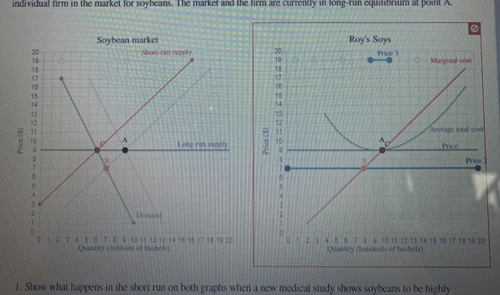 The accompanying graphs represent the market for soybeans