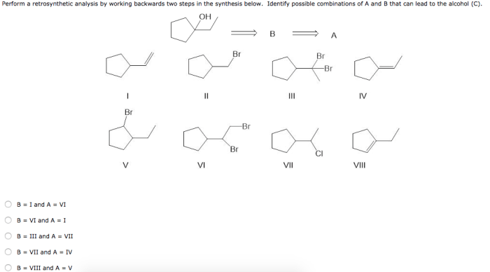 Perform a retrosynthetic analysis by working backwards